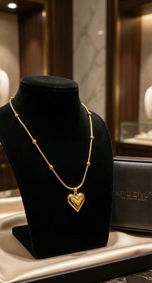 Beaded Chain Heart Necklace