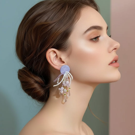 Beaded Iridescent Drop Earring