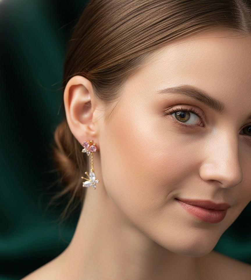 Blush Butterfly Drops Earring
