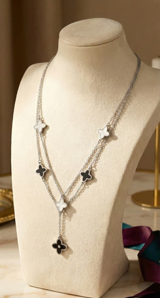 Clover Motif Lariat Necklace