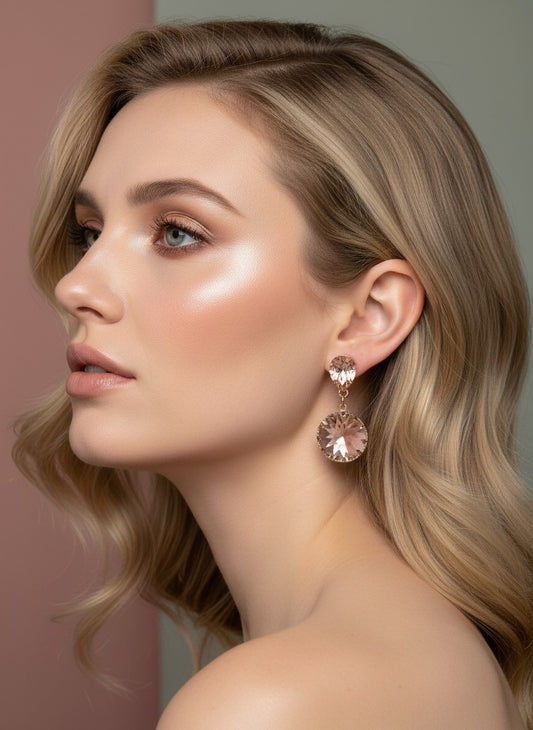 Crystal Peach Colour Drop Earring