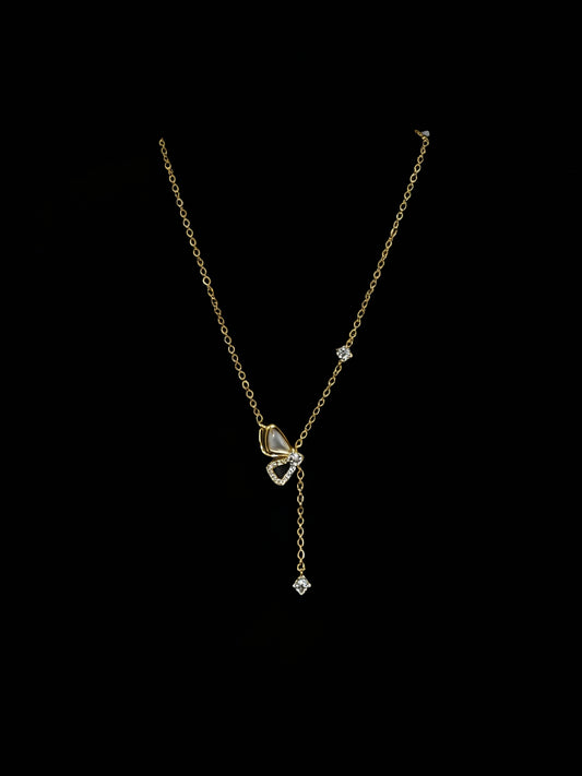 Dainty Drop Butterfly Pendant Necklace
