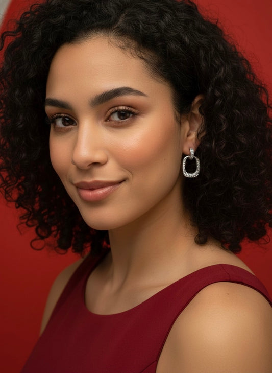 Diamond Texture Drop Earring
