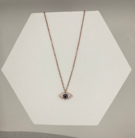 Evil Eye Pendant Rose Gold Necklace