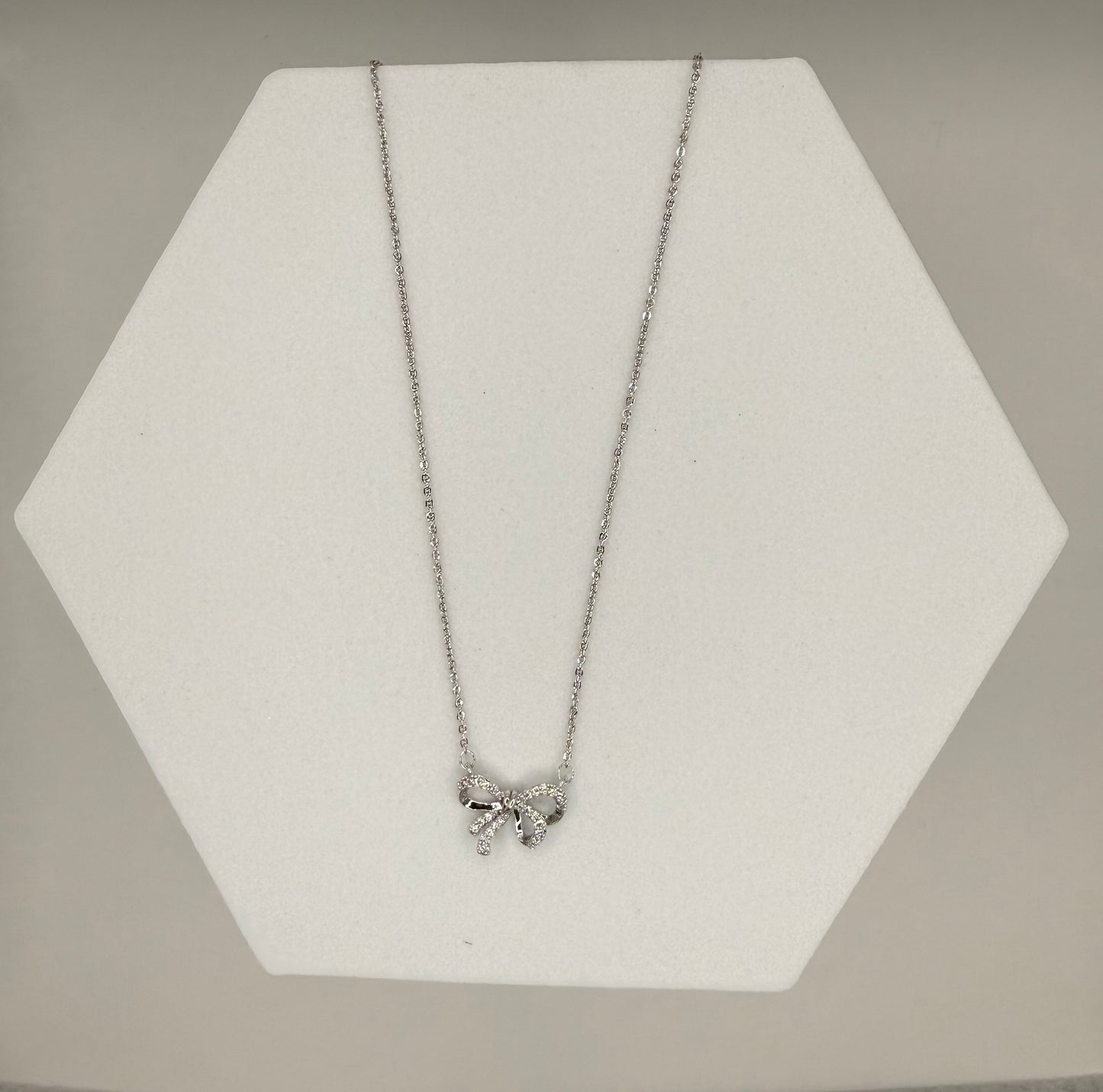 Glitter Bow Pendant Chain Necklace