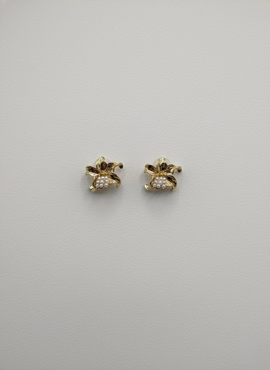 Golden Orchid Stud Earring