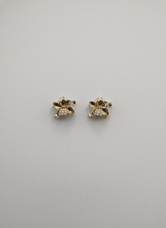 Golden Orchid Stud Earring