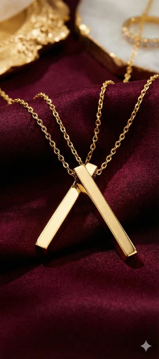 Interlocking Bar Pendant Necklace