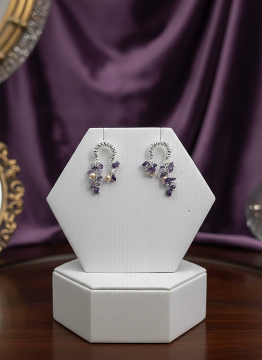 Lavender Crystal Drop Earring
