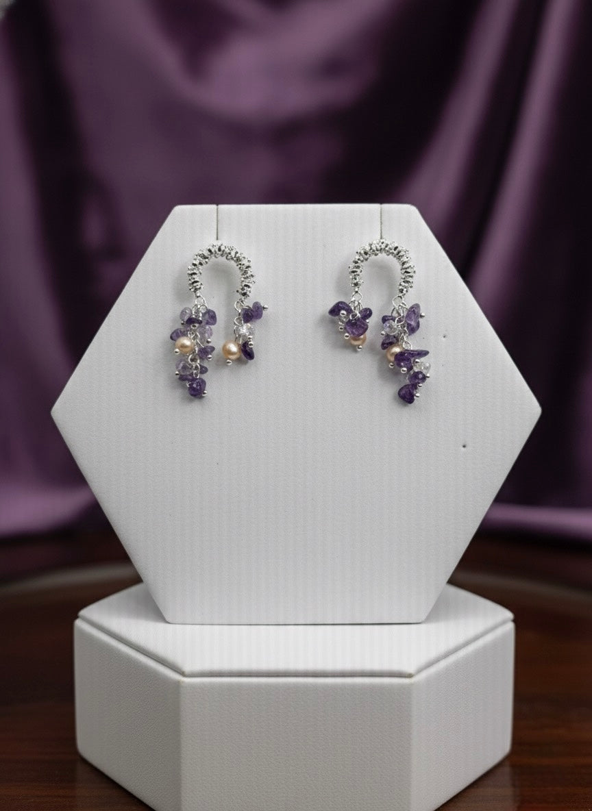 Lavender Crystal Drop Earring