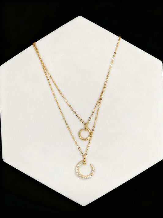 Layered Gold Tone Necklace