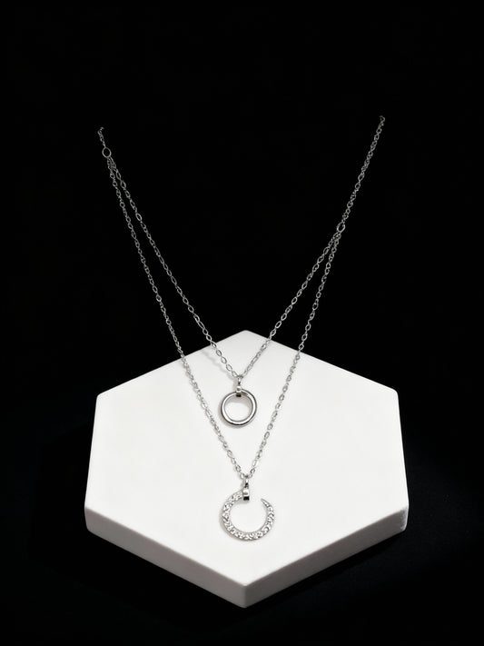 Layered Silver Tone Necklace