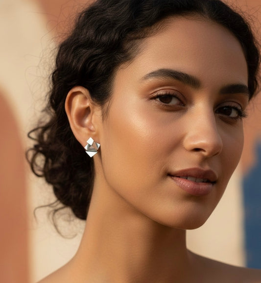 Metallic Fusion Stud Earring