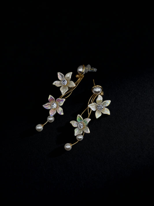Mother Of Pearl Flower Long Earring