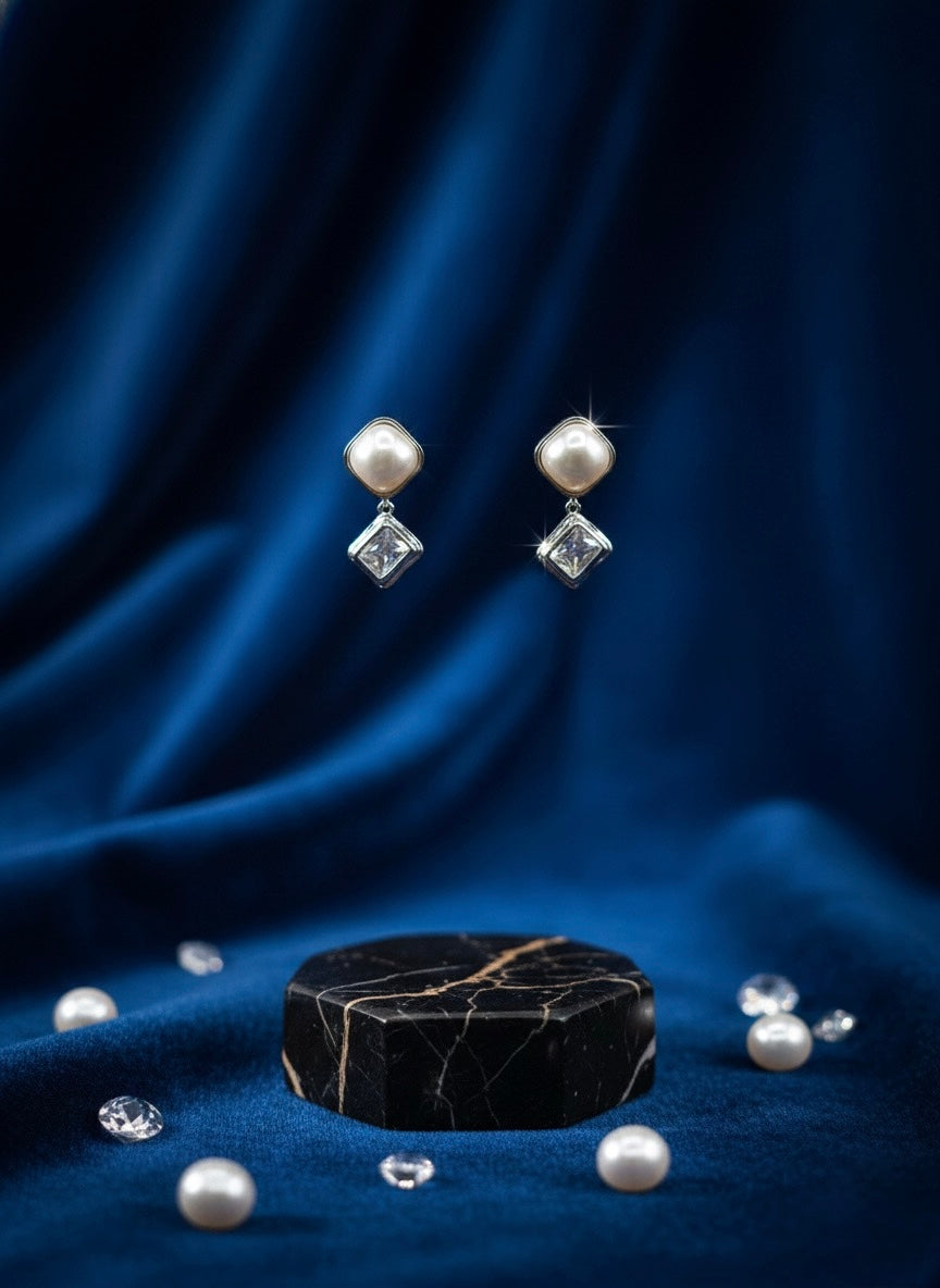 Pearl Solitaire Drops Earring