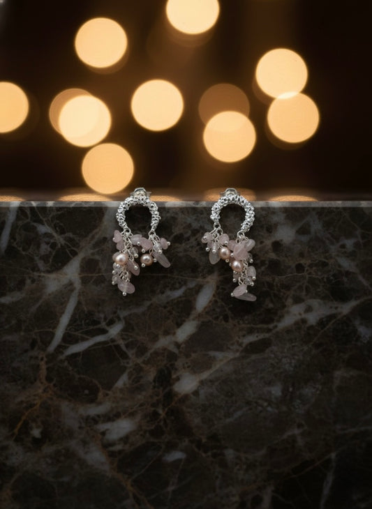 Pink Crystal Drop Earring