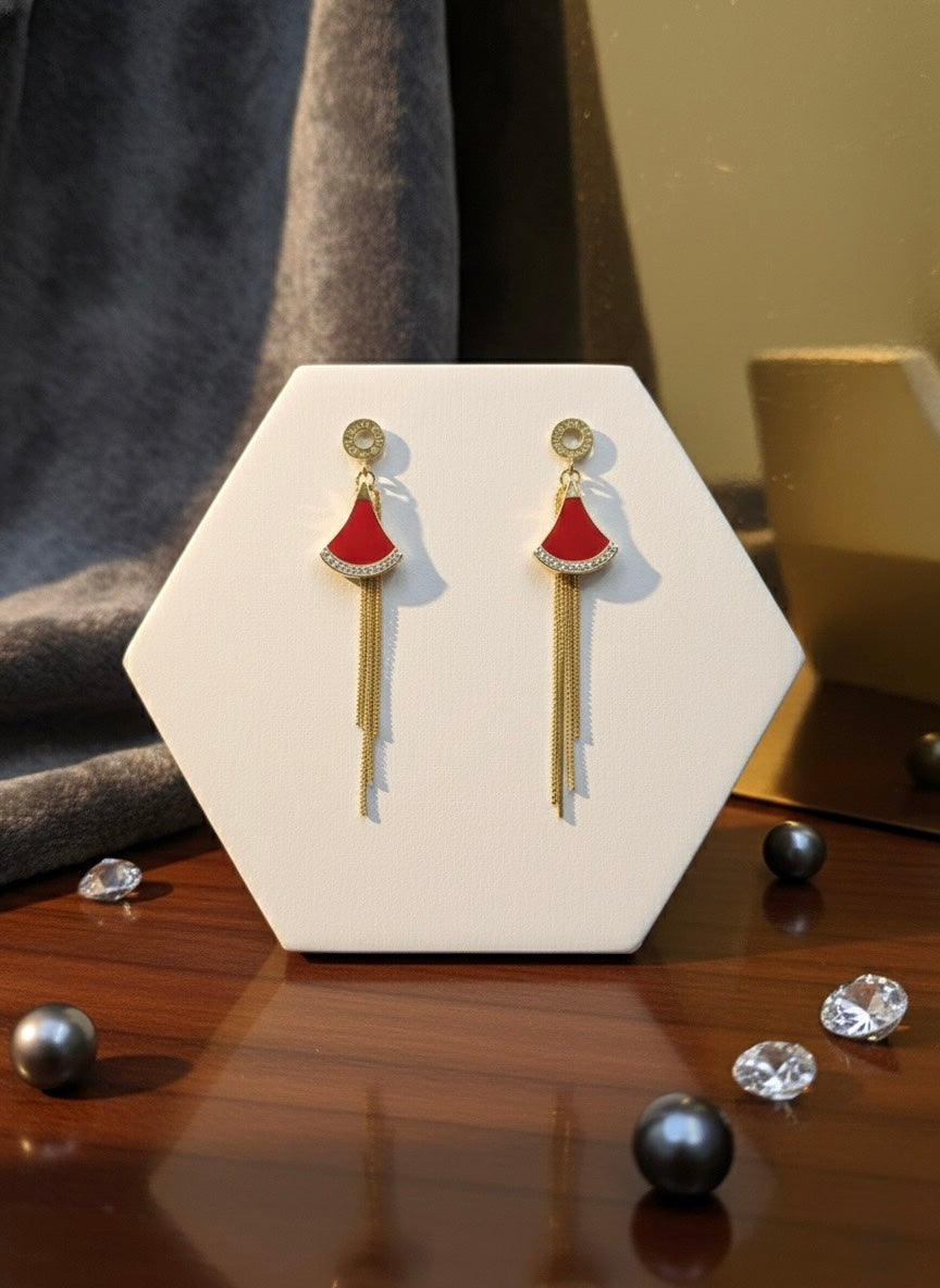 Red Royale Tassel Drop Earring