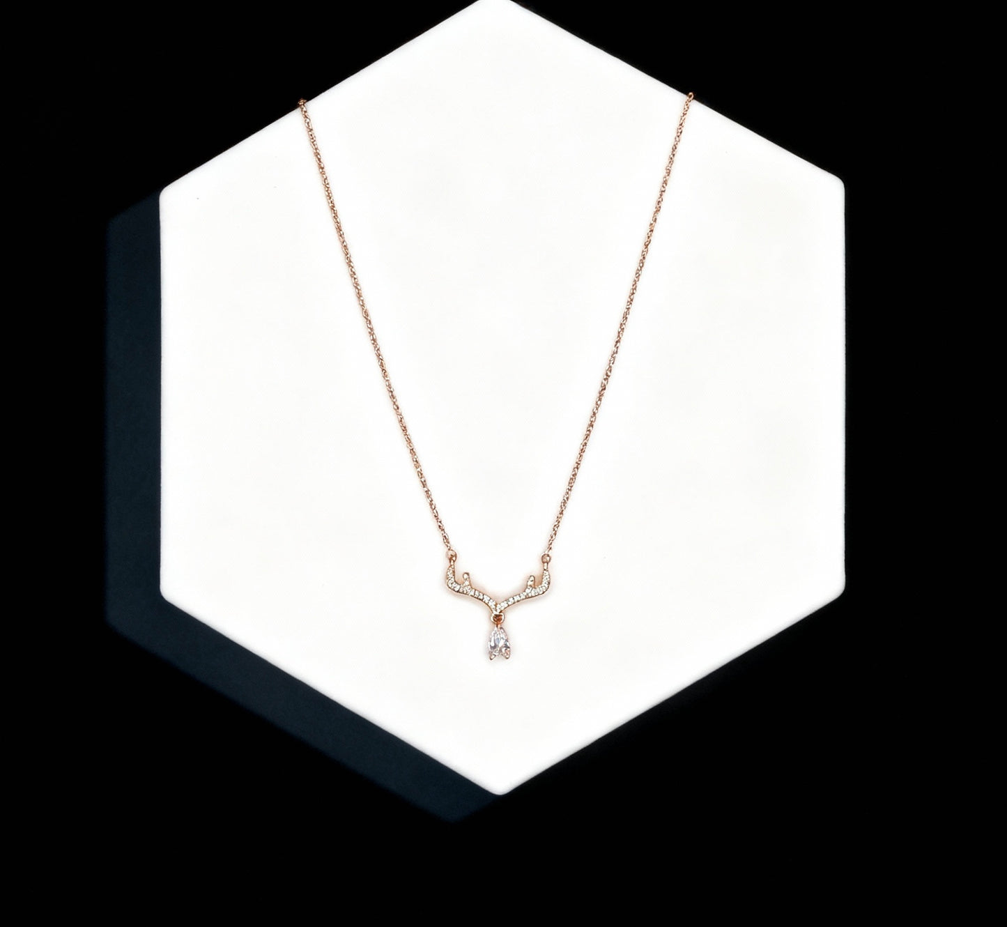 Rose Gold Antler Necklace