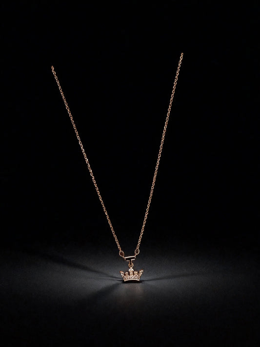 Rose Gold Mini Crown Pendant Necklace