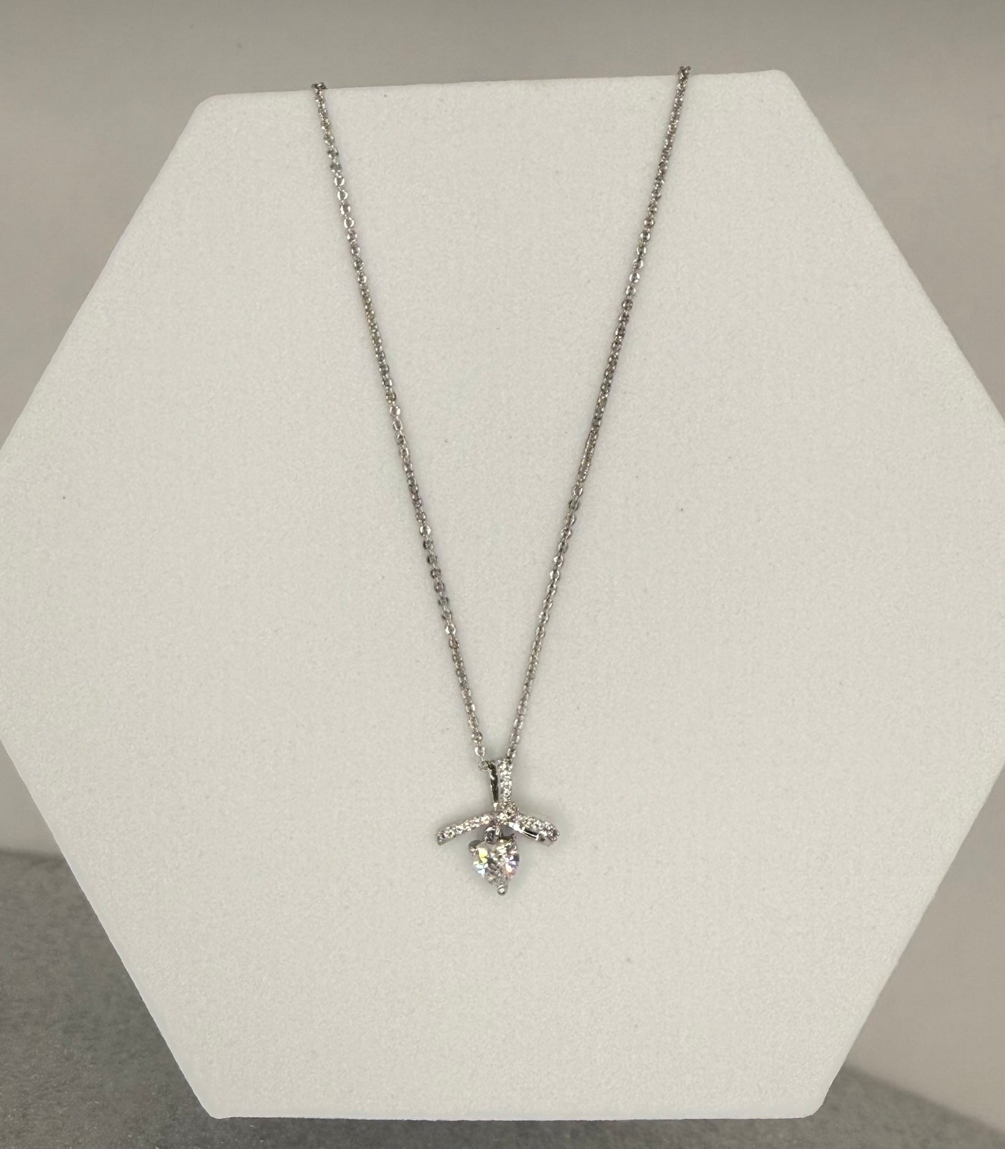 Sweet Bow Heart Necklace