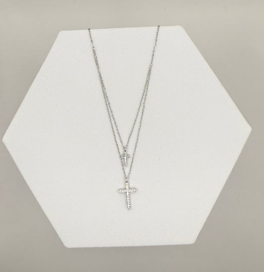 Twin Cross Elegance Necklace
