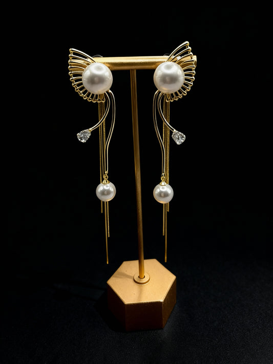 Wings Of Gold Tassel Long Earring