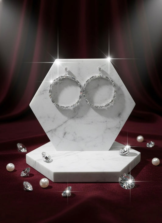 Zirconia Baguette Hoops Earring