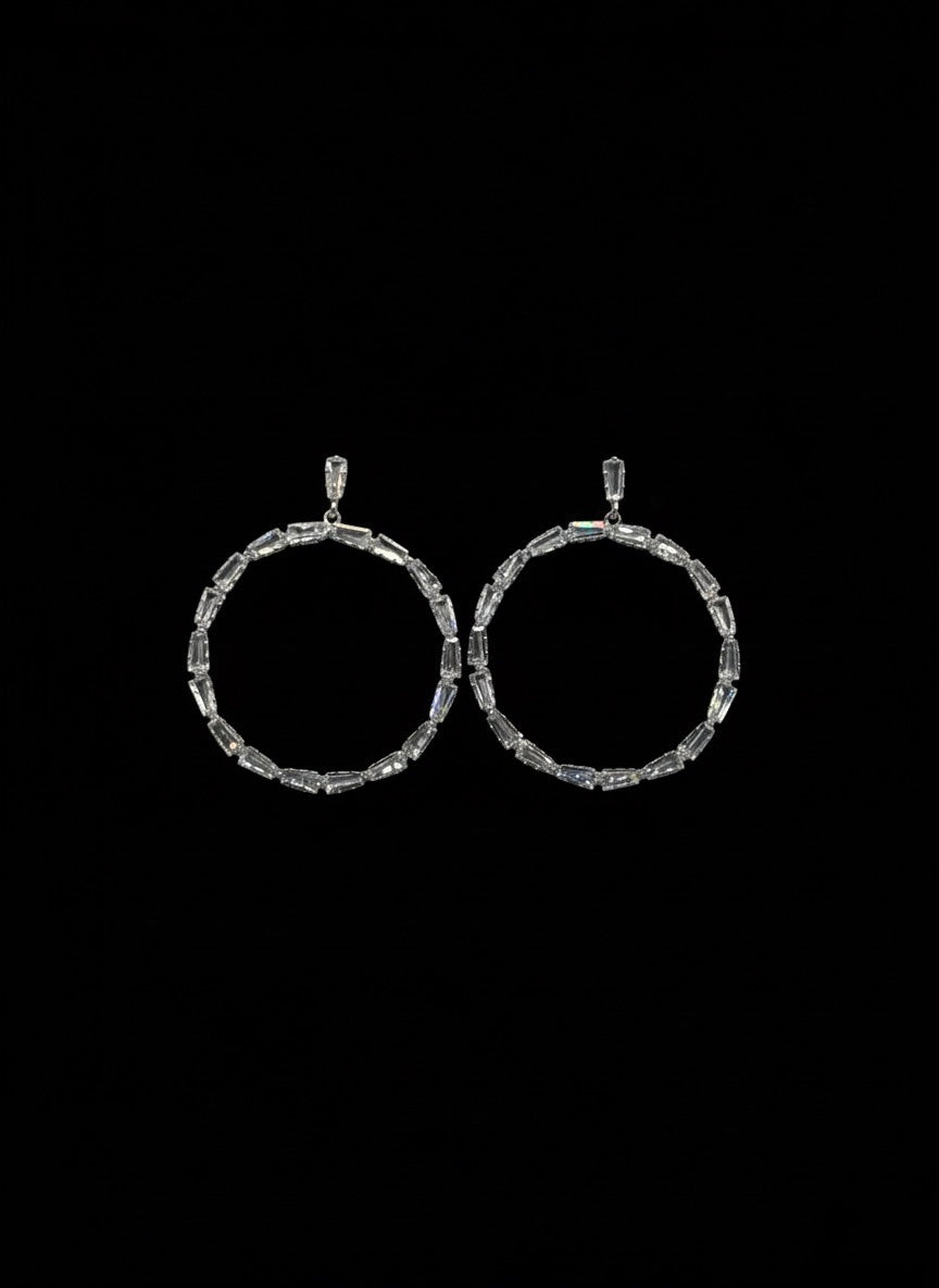 Zirconia Baguette Hoops Earring