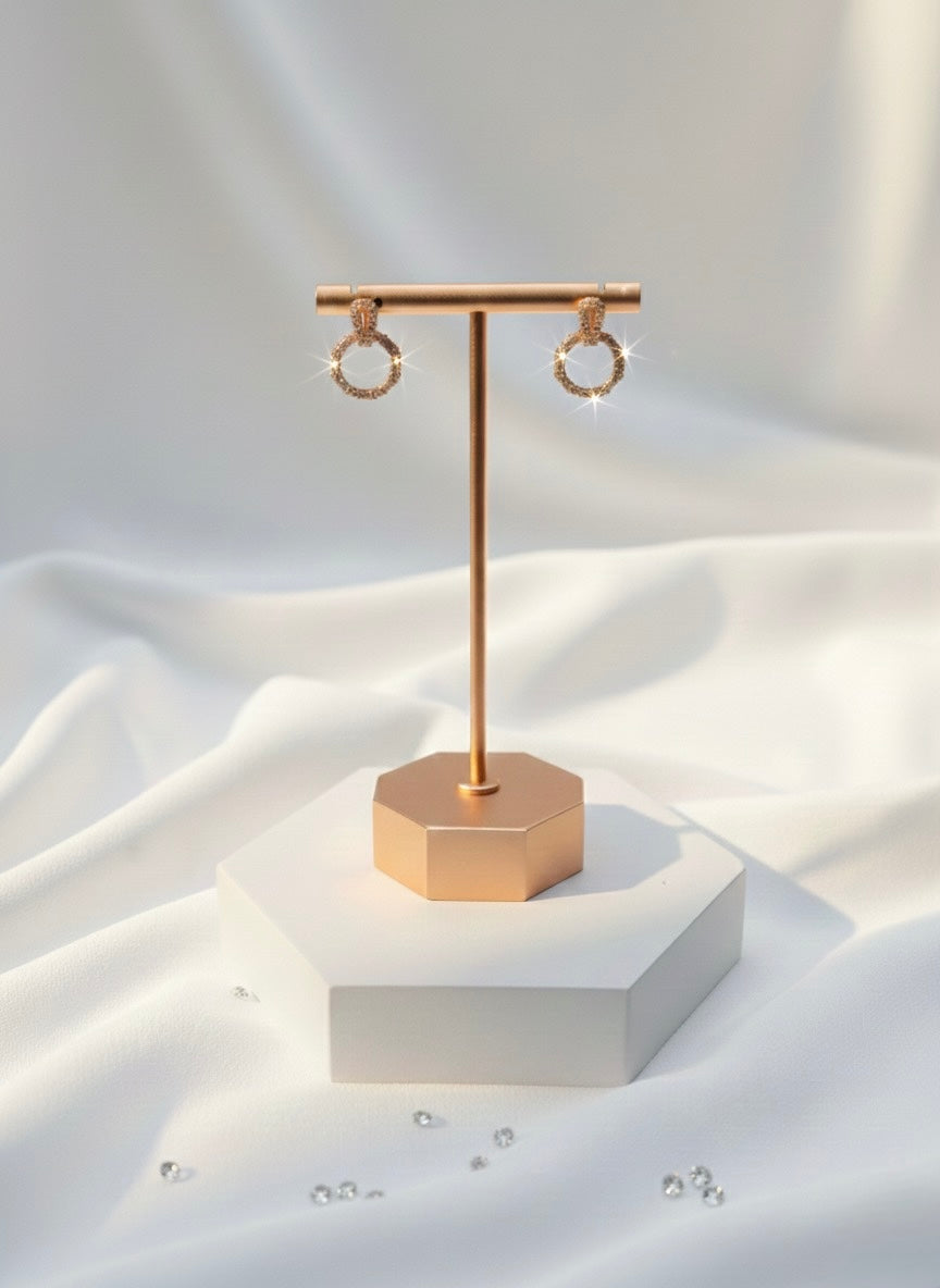 Zirconia Rose Gold Earring