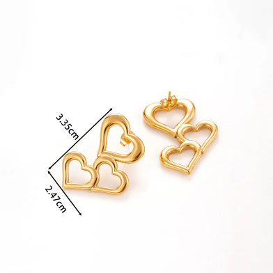 Anti Tarnish Golden Heart Earring