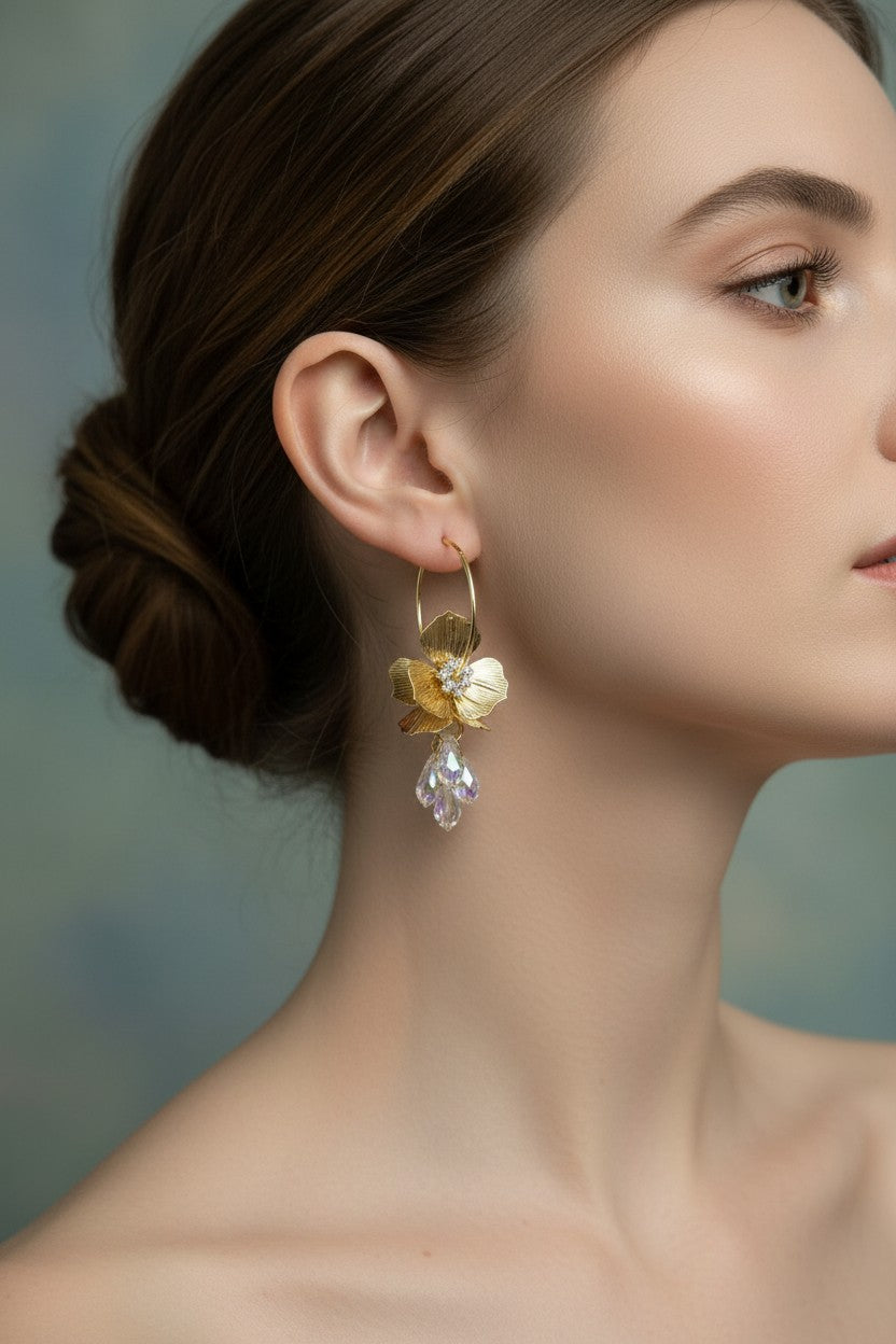 Aurora Flower Hoops Earring