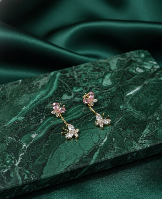 Blush Butterfly Drops Earring