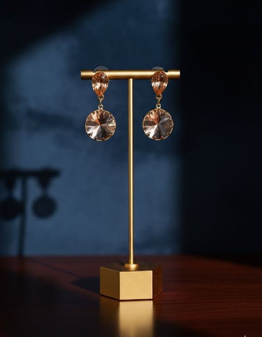 Crystal Peach Colour Drop Earring