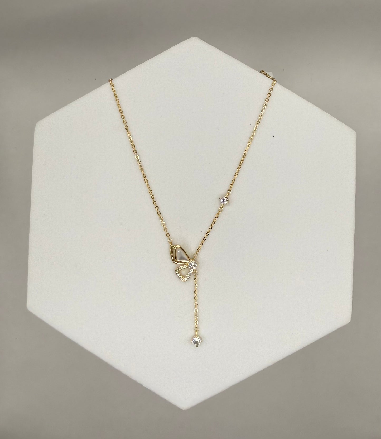 Dainty Drop Butterfly Pendant Necklace