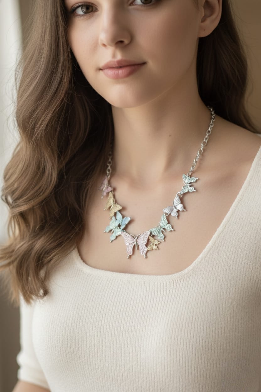 Enamel Necklace With Earring