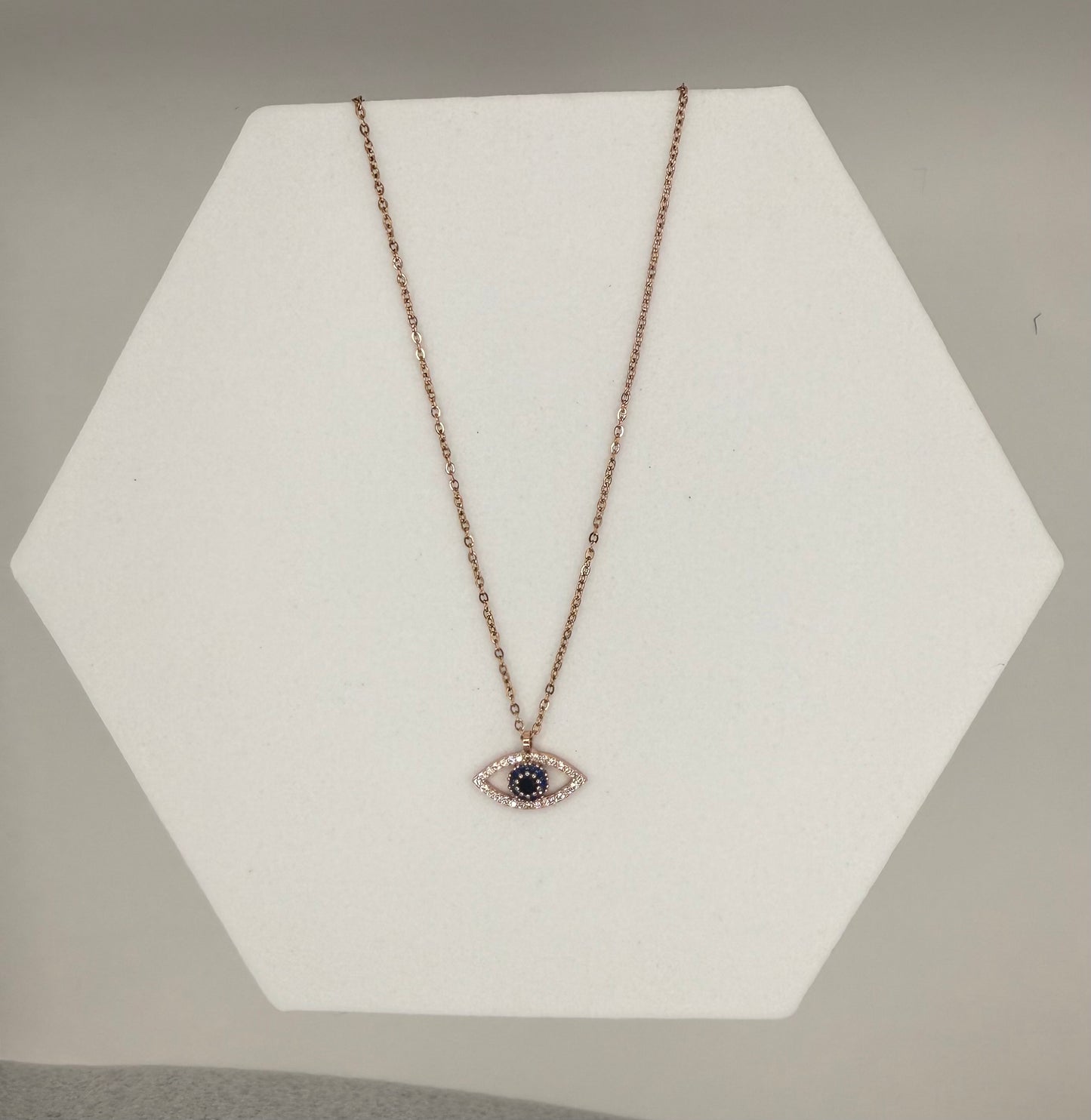 Evil Eye Pendant Rose Gold Necklace