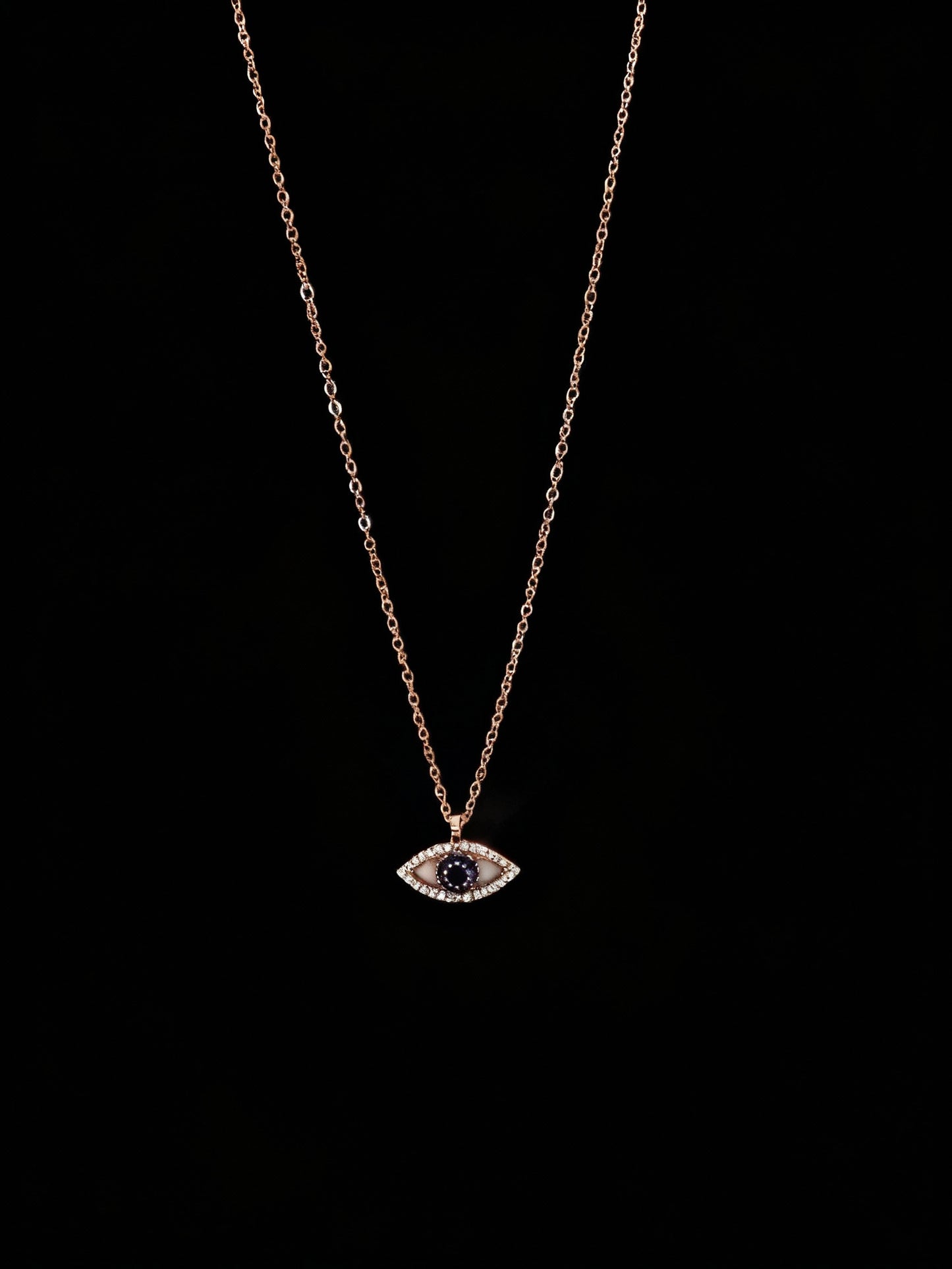 Evil Eye Pendant Rose Gold Necklace