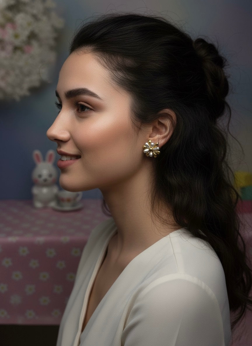 Glided Bloom Stud Earring