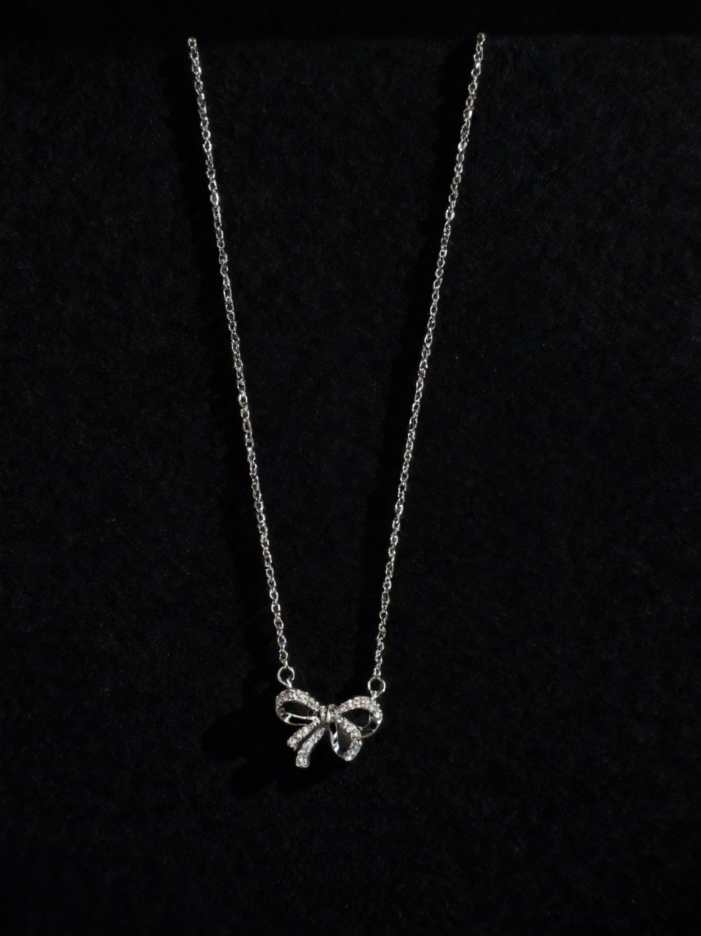 Glitter Bow Pendant Chain Necklace