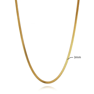 Gold Plated Anti Tarnish Flat Snake Chain Necklace