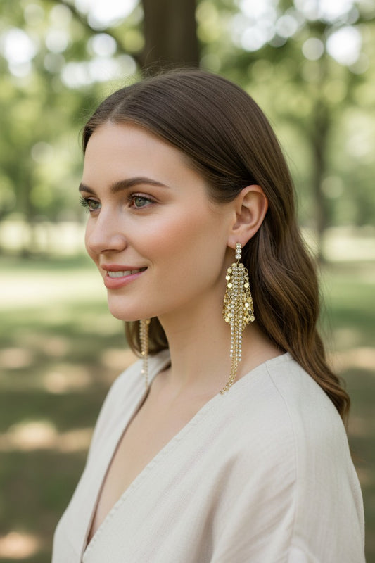 Gold tassel Drop Earring