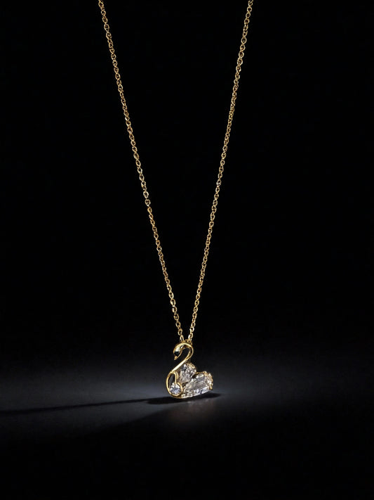 Golden Swan Pendant Necklace