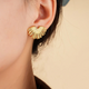 Hammered Gold Sunburst Fan Earing
