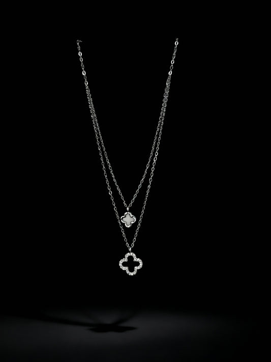 Layered Clover Charm Necklace