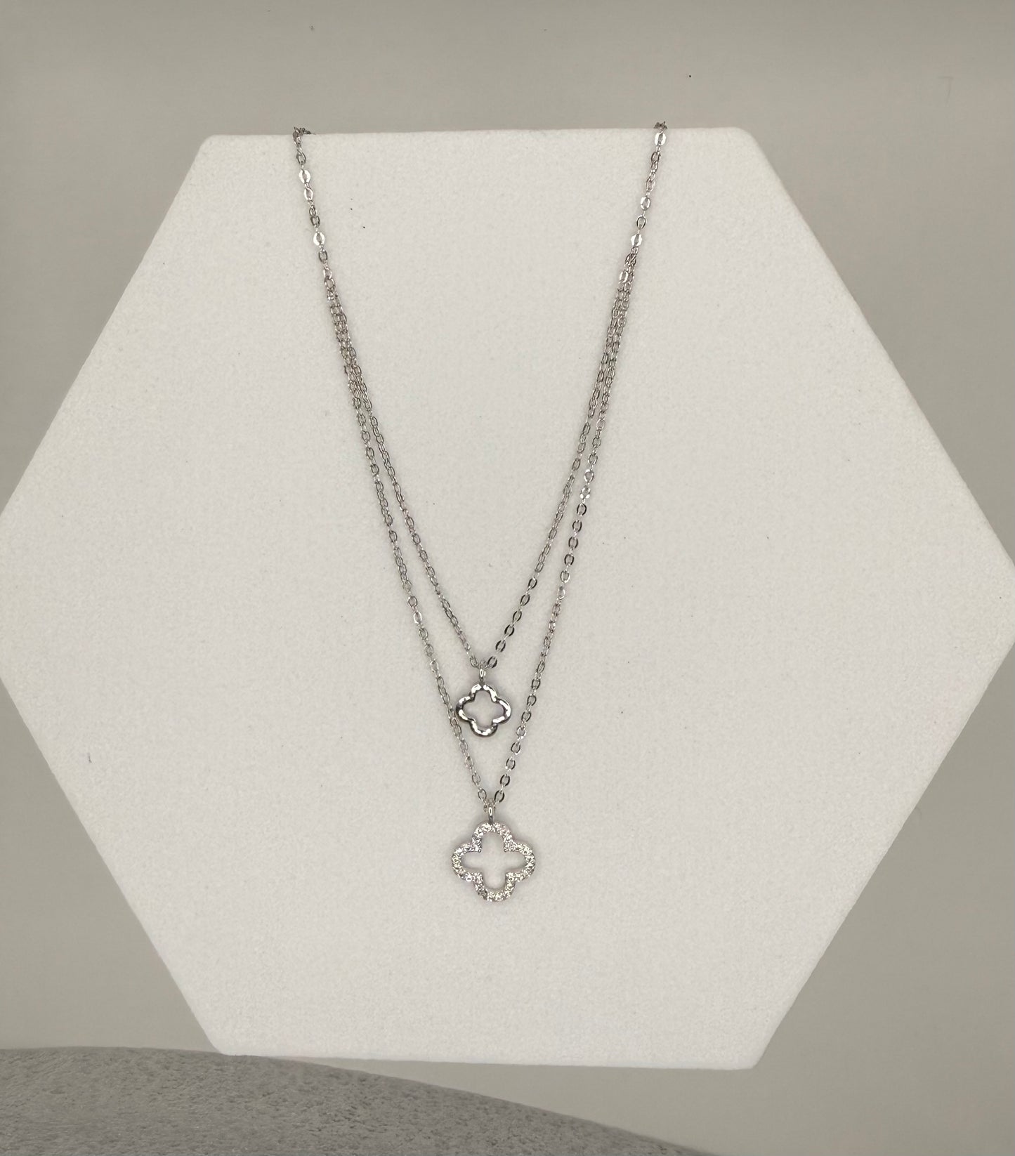 Layered Clover Charm Necklace