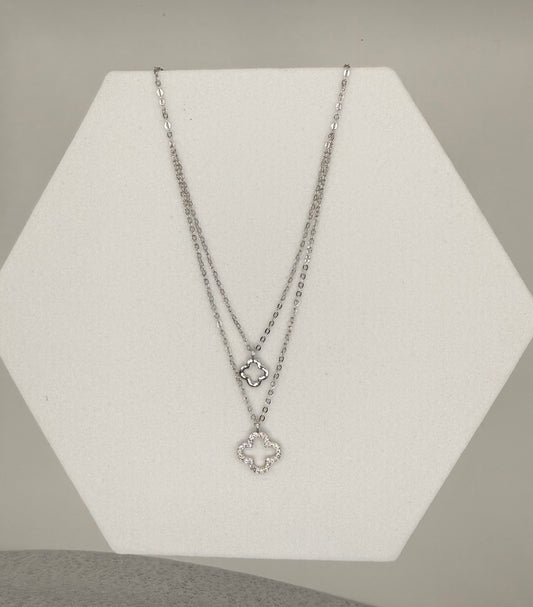 Layered Clover Charm Necklace
