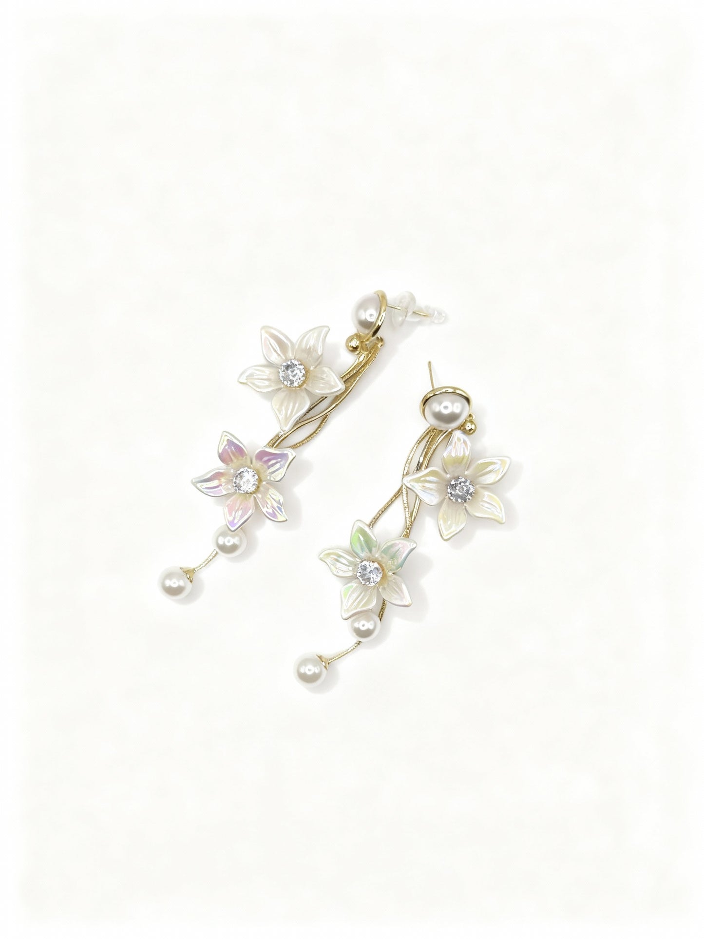 Mother Of Pearl Flower Long Earring