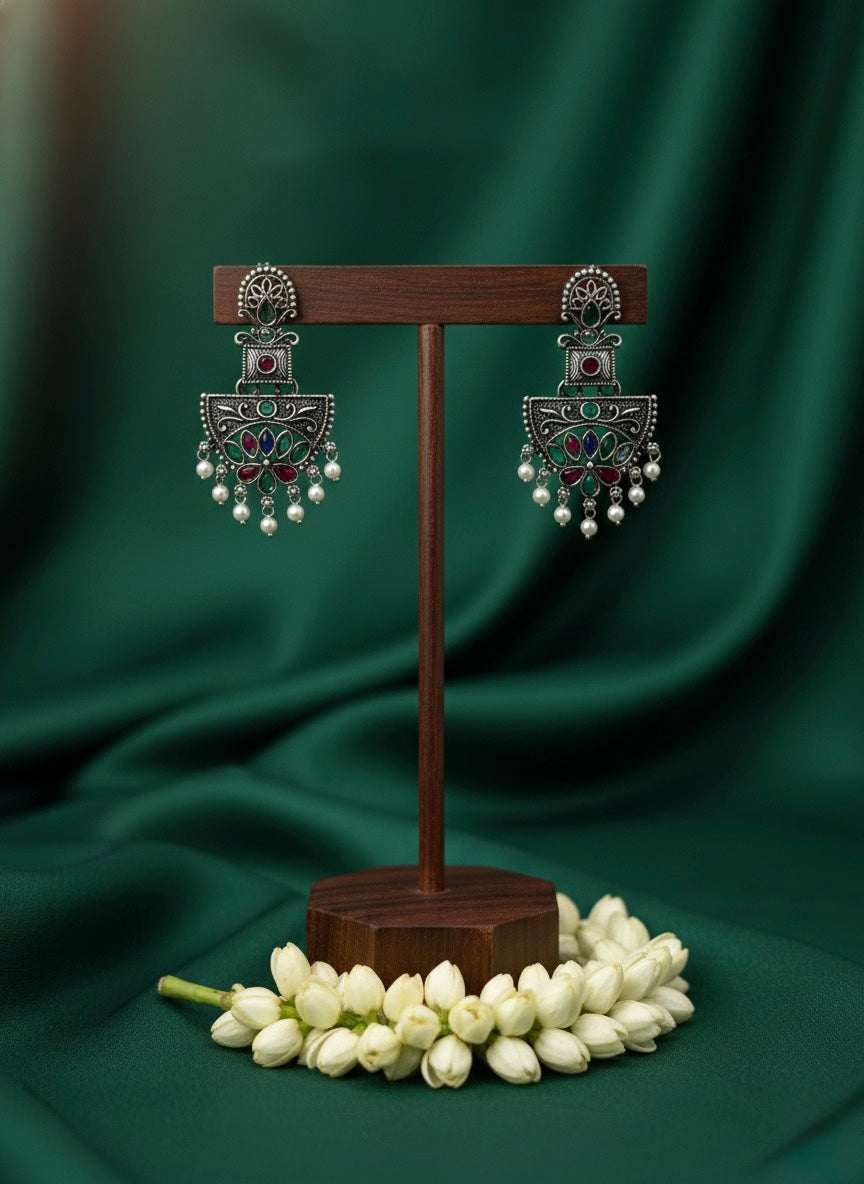 Navratna Chandbali Earring