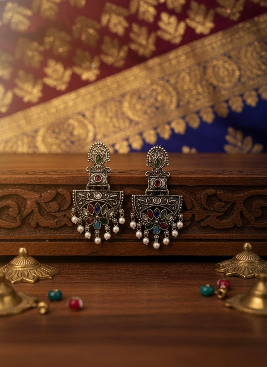 Navratna Chandbali Earring