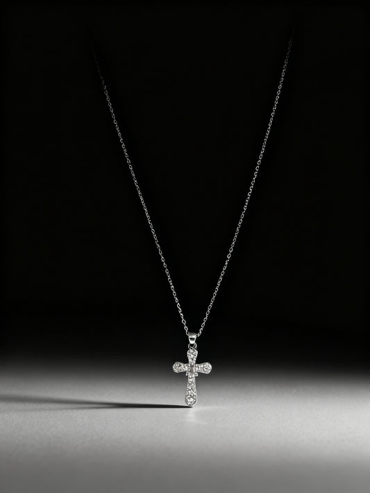 Pave Diamond Cut Cross Necklace